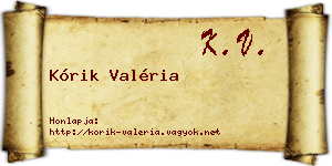 Kórik Valéria névjegykártya