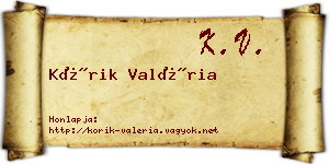 Kórik Valéria névjegykártya